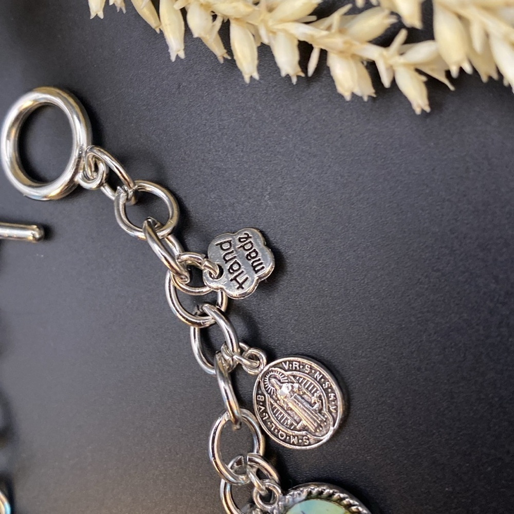 Silver Plated Religious Charm Bracelet - Picture 7 of 8